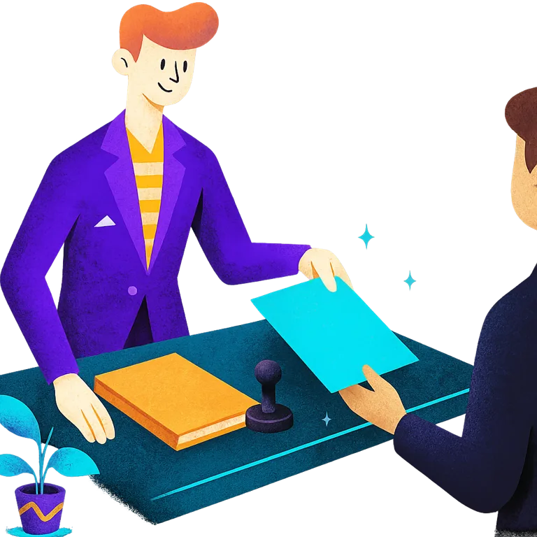 Handing an ID card showing the tax code over a government office counter